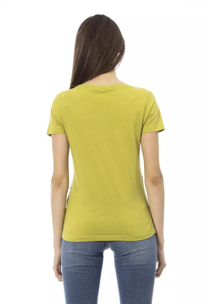 Trussardi Action Grünes Damen-T-Shirt aus Baumwolle