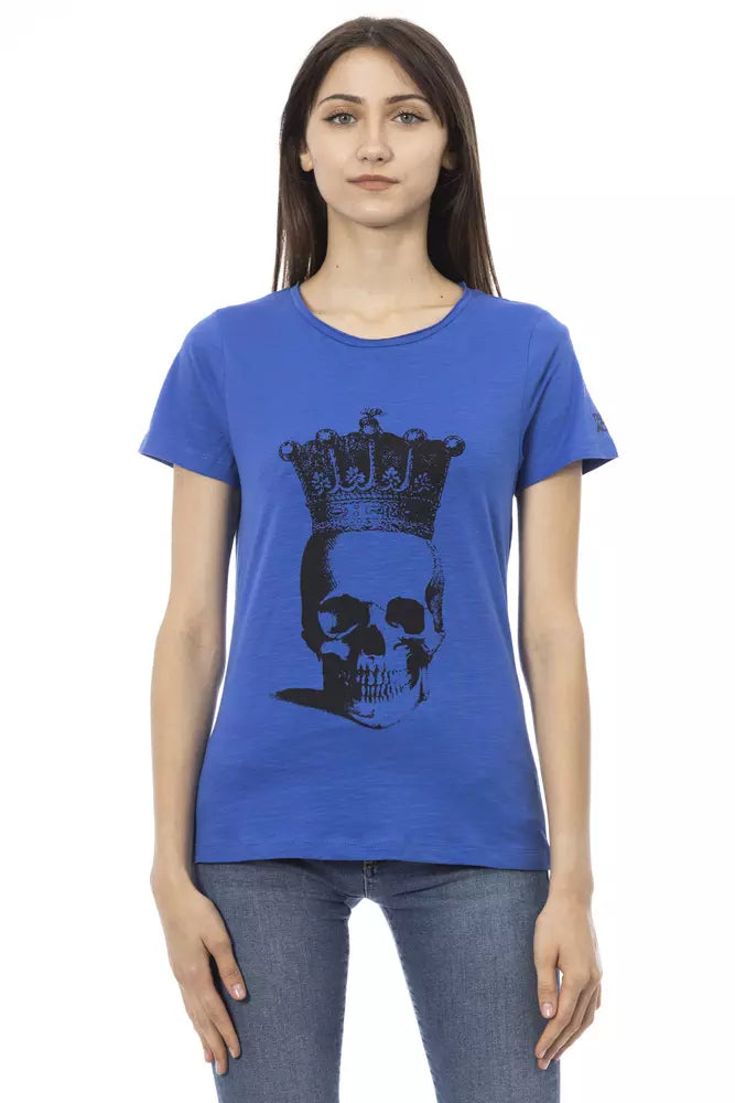 Trussardi Action T-Shirt aus blauer Baumwolle für Frauen