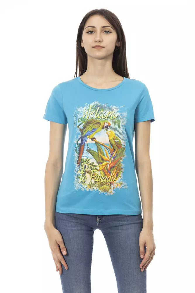 Trussardi Action Hellblaues T-Shirt aus Baumwolle für Frauen