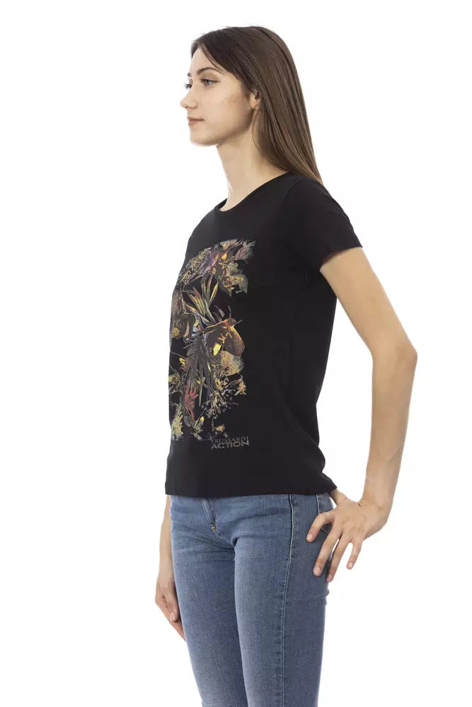 Trussardi Action Schwarzes Baumwoll-T-Shirt für Frauen