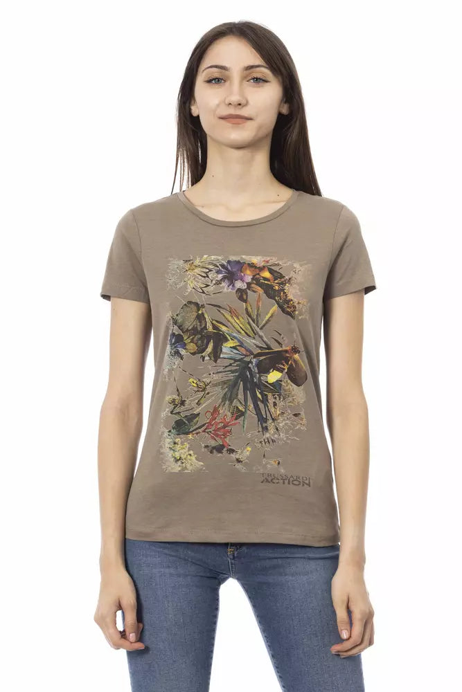 Trussardi Action Braunes Baumwoll-T-Shirt für Frauen