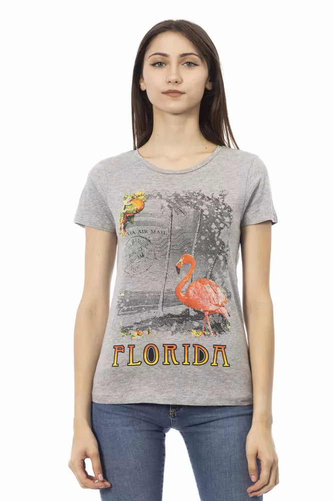 Trussardi Action Graues Baumwoll-T-Shirt für Frauen