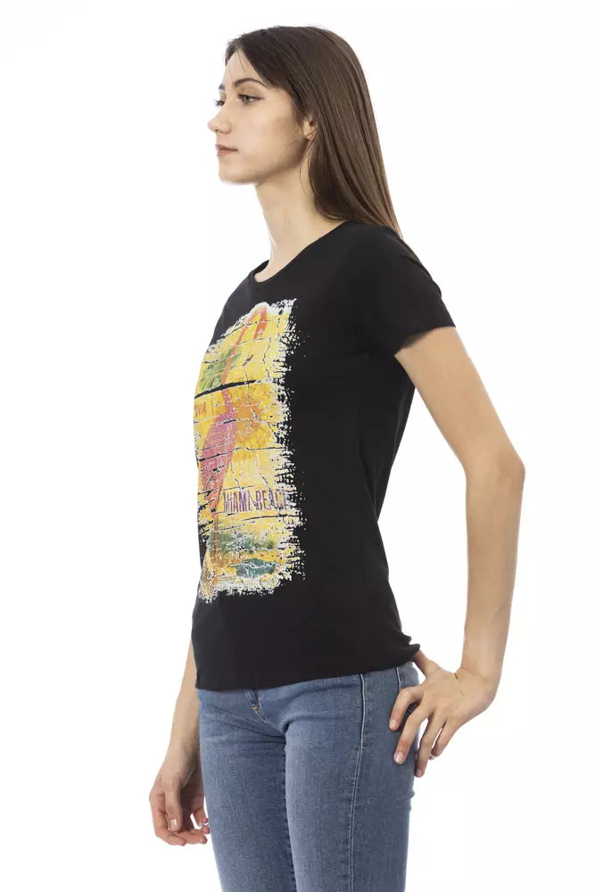 Trussardi Action Schwarzes Baumwoll-T-Shirt für Frauen