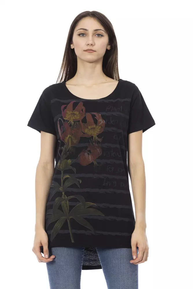 Trussardi Action Schwarzes Baumwoll-T-Shirt für Damen