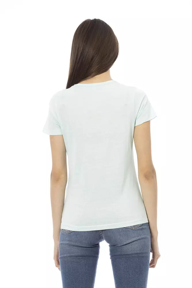 Trussardi Action Hellblaues T-Shirt aus Baumwolle für Frauen