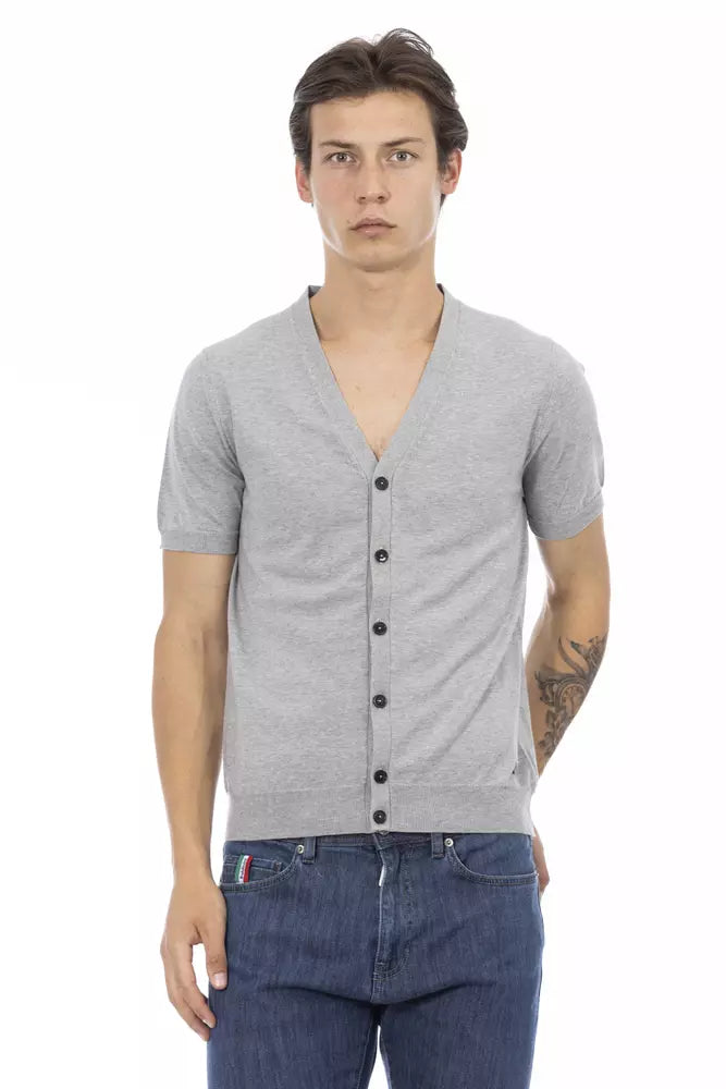 Baldinini Trend Grauer Herren-Pullover aus Baumwolle