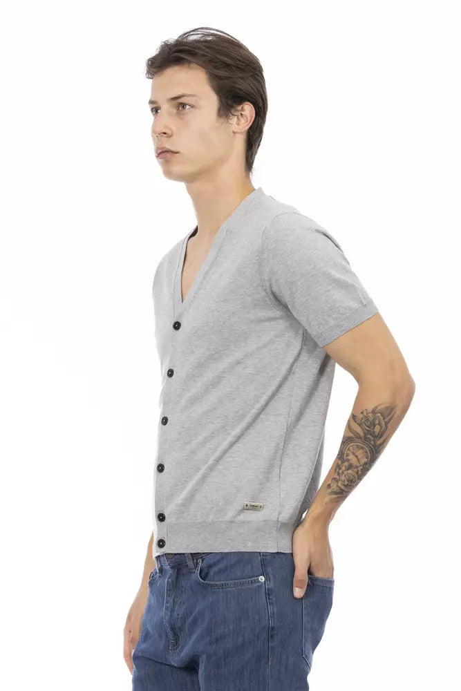 Baldinini Trend Grauer Herren-Pullover aus Baumwolle