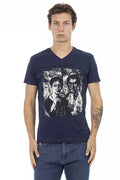 Trussardi Action Blaues Baumwoll-T-Shirt für Herren