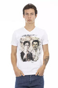 Trussardi Action Elegantes Designer Tee mit V-Ausschnitt und schickem Frontprint