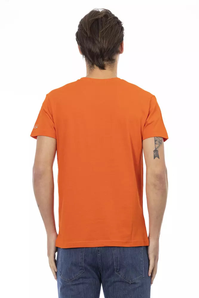 Trussardi Action Orangees Baumwoll-T-Shirt mit V-Ausschnitt für Herren