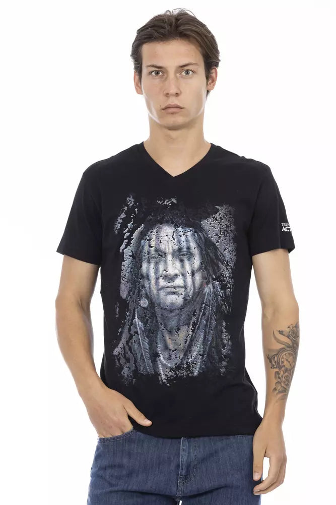 Trussardi Action Schwarzes Baumwoll-T-Shirt für Herren