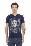 Trussardi Action Men's Blue Cotton V-Neck T-Shirt