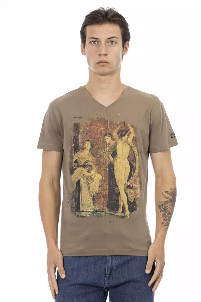Trussardi Action Braunes Herren-T-Shirt aus Baumwolle