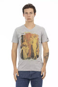 Trussardi Action Graues Herren T-Shirt aus Baumwolle