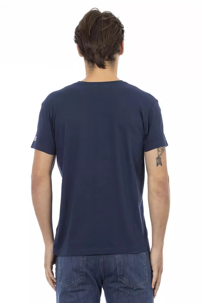 Trussardi Action Men's Blue Cotton V-Neck T-Shirt