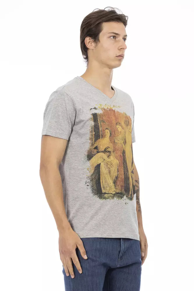 Trussardi Action Graues Herren T-Shirt aus Baumwolle