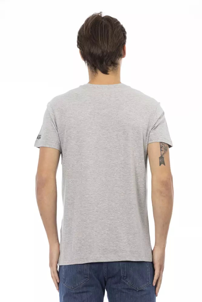 Trussardi Action Graues Herren T-Shirt aus Baumwolle