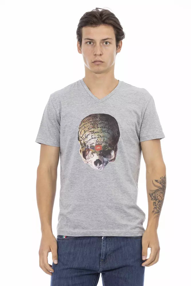 Trussardi Action Graues Herren-T-Shirt aus Baumwolle