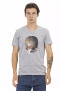 Trussardi Action Graues Herren-T-Shirt aus Baumwolle