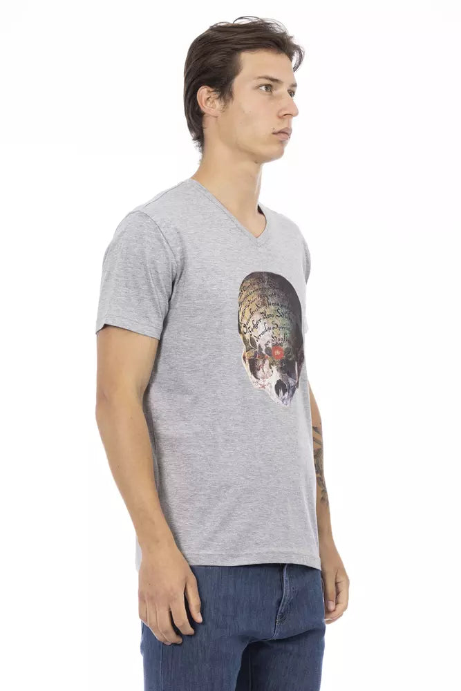 Trussardi Action Graues Herren-T-Shirt aus Baumwolle