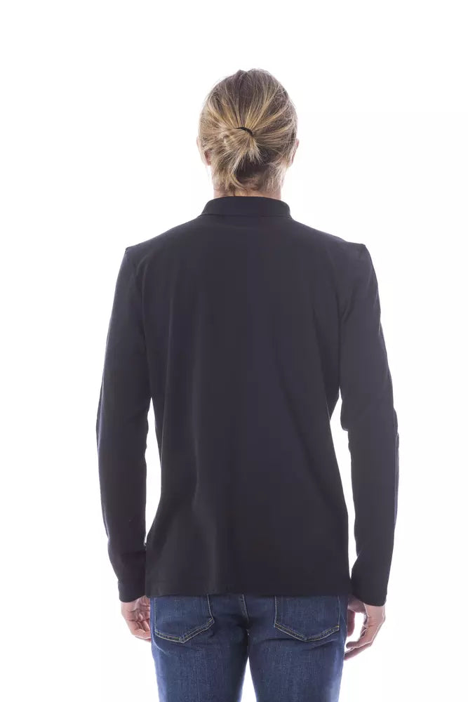 Verri Schwarzes Baumwoll-Poloshirt für Herren mit Langarm