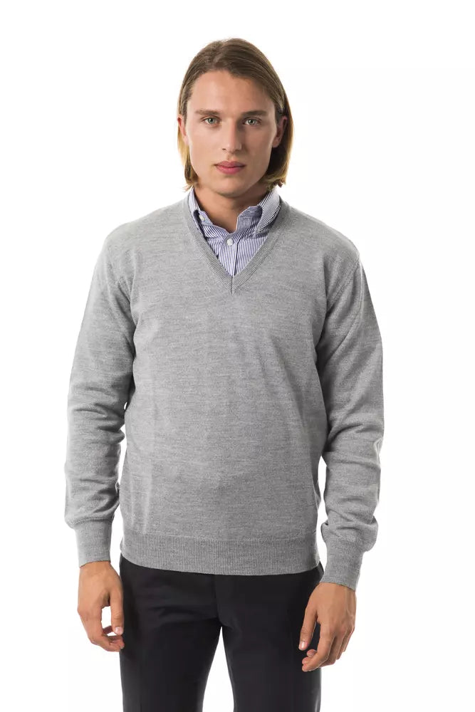 Uominitaliani Grauer Wollpullover für Herren