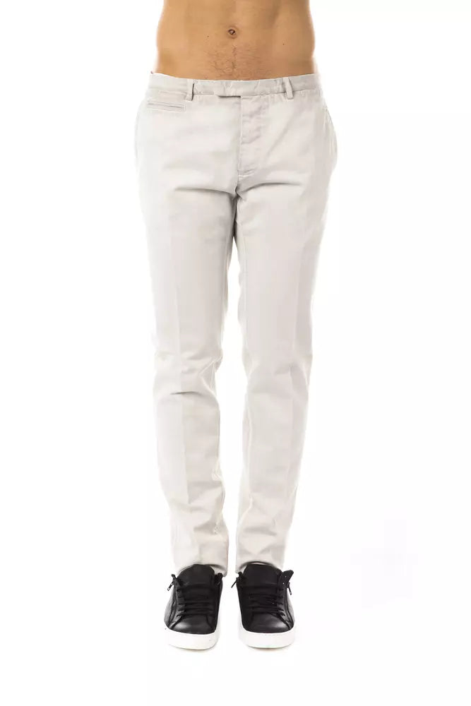 Uominitaliani Men's Grey Cotton Trousers