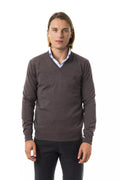 Uominitaliani Men's Gray Merino Wool Sweater