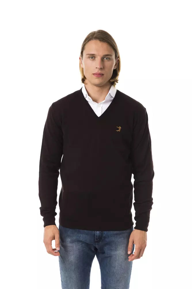 Uominitaliani Brown Men's Merino Wool Sweater