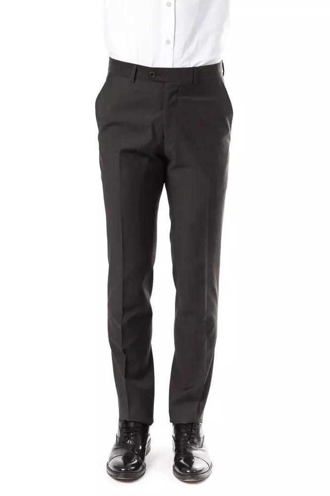 Uominitaliani Men's Grey Wool Suit Trousers