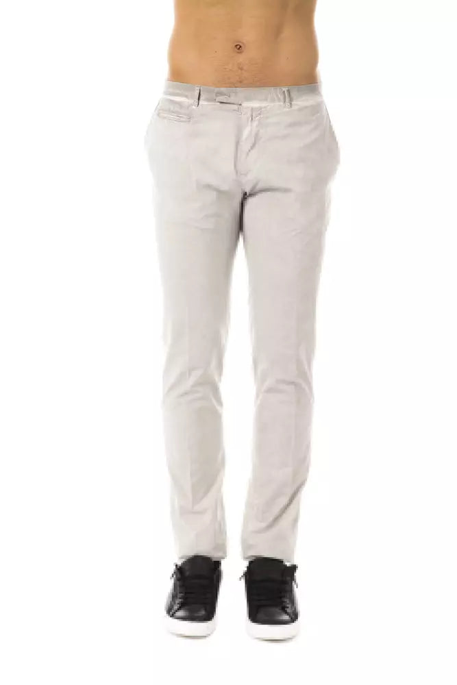 Uominitaliani Men's Gray Cotton Trousers