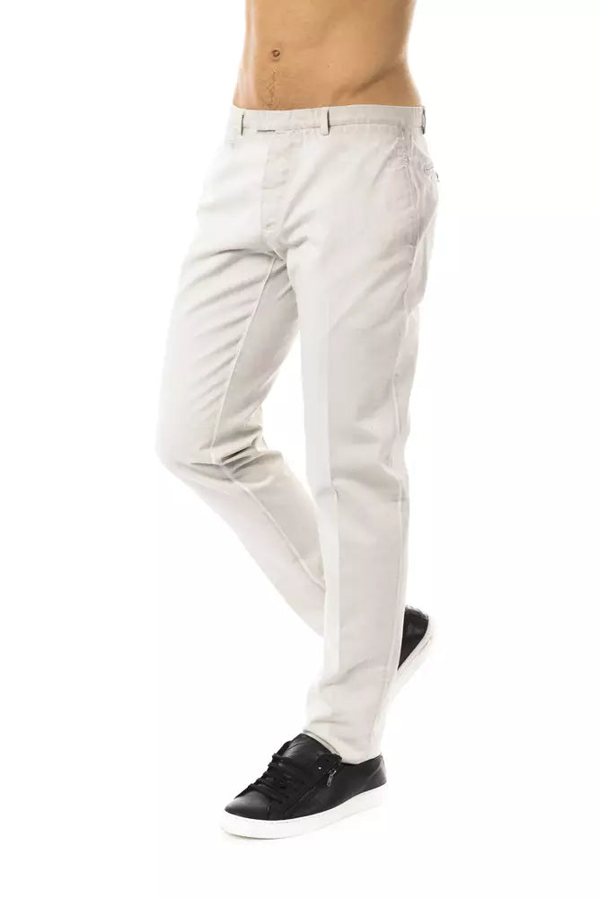 Uominitaliani Men's Grey Cotton Trousers