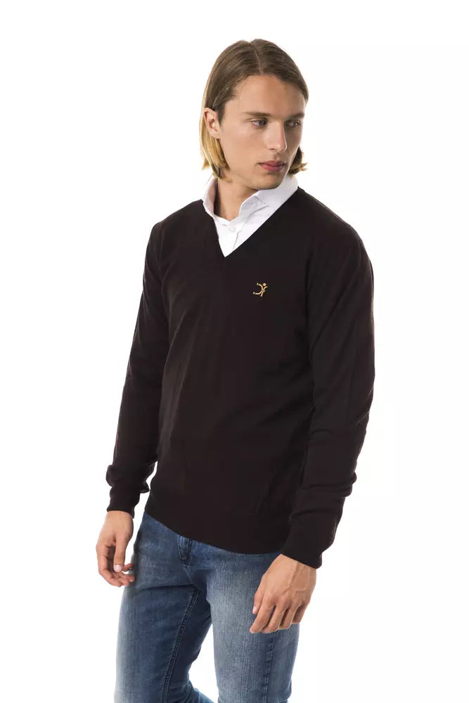 Uominitaliani Brown Men's Merino Wool Sweater