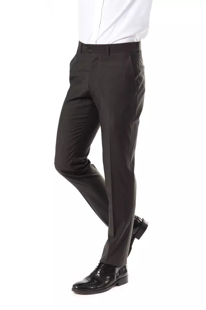Uominitaliani Men's Grey Wool Suit Trousers