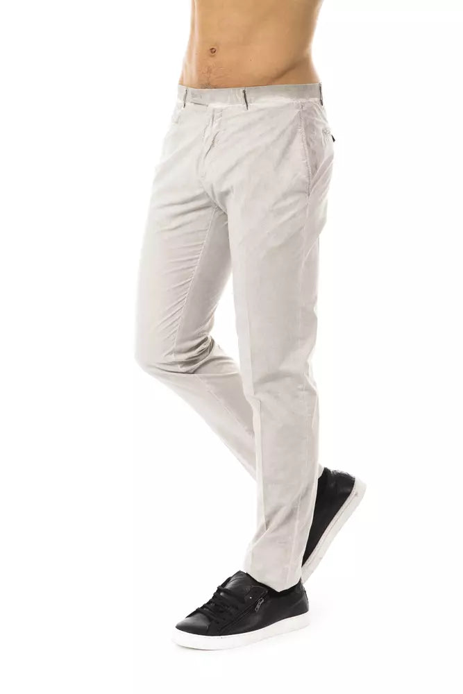 Uominitaliani Men's Gray Cotton Trousers