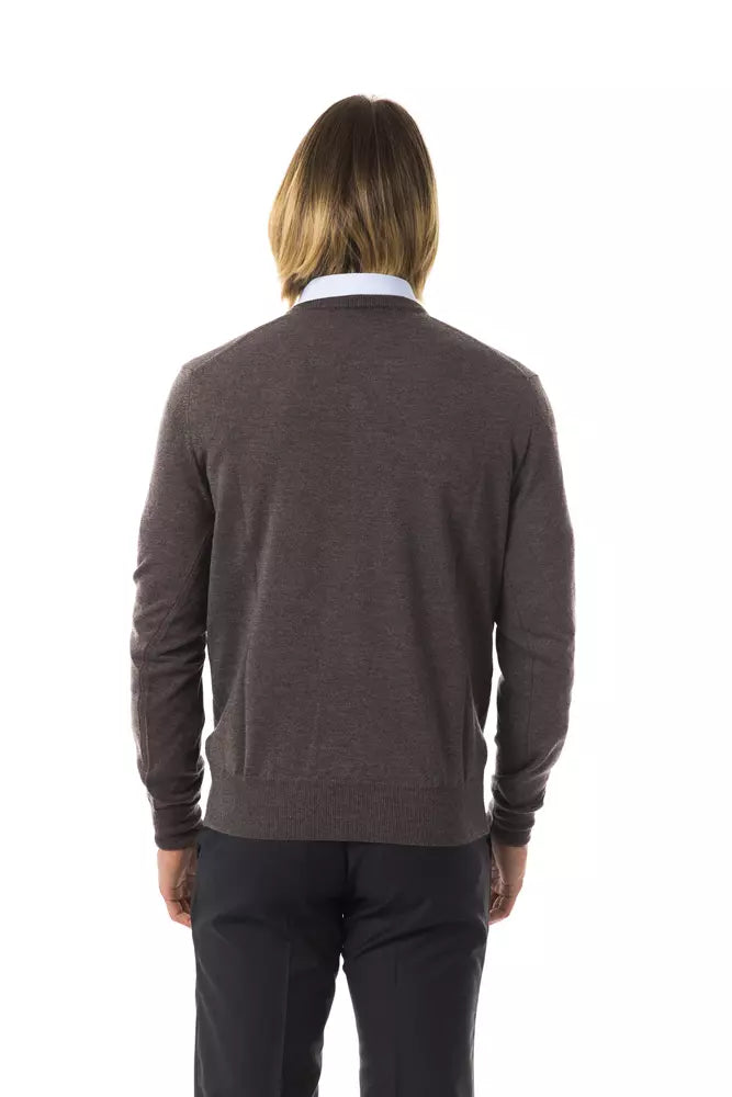 Uominitaliani Men's Gray Merino Wool Sweater