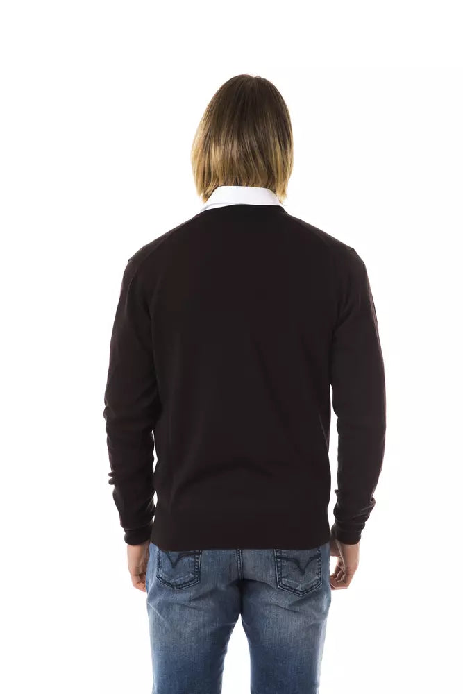 Uominitaliani Brown Men's Merino Wool Sweater