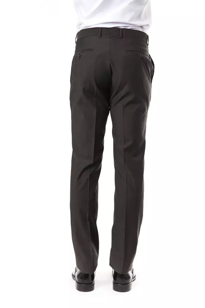 Uominitaliani Men's Grey Wool Suit Trousers