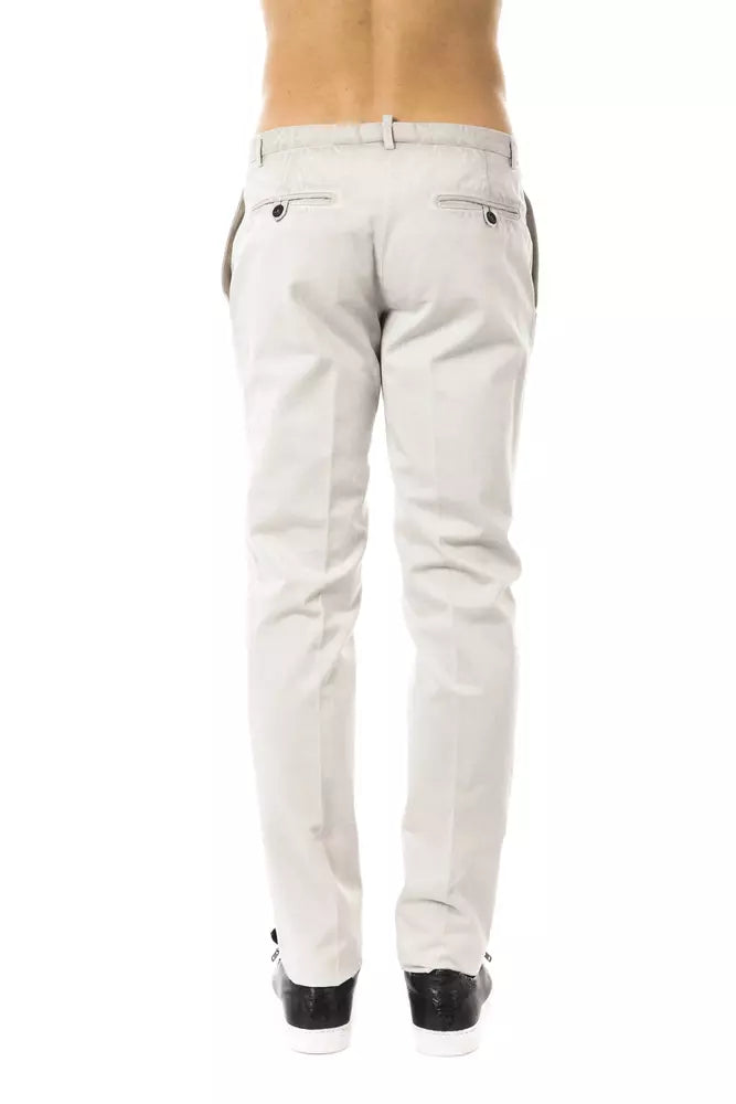 Uominitaliani Men's Grey Cotton Trousers