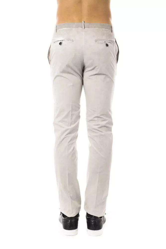 Uominitaliani Men's Gray Cotton Trousers