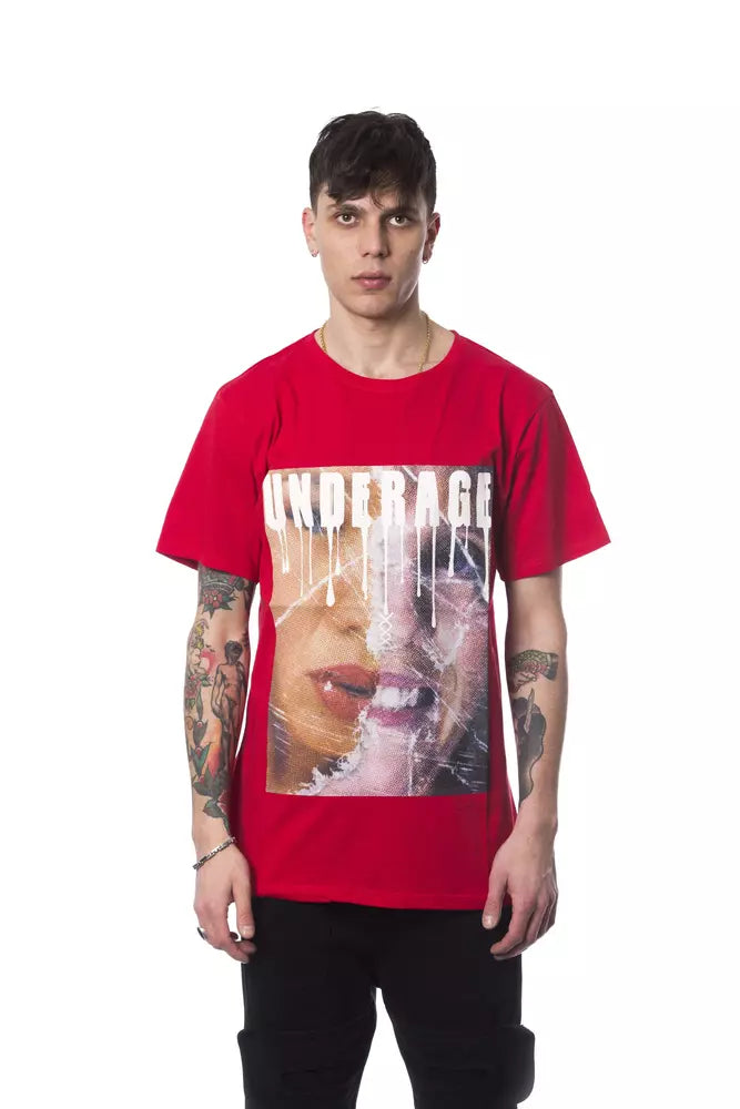 Nicolo Tonetto Rotes Herren-T-Shirt aus Baumwolle