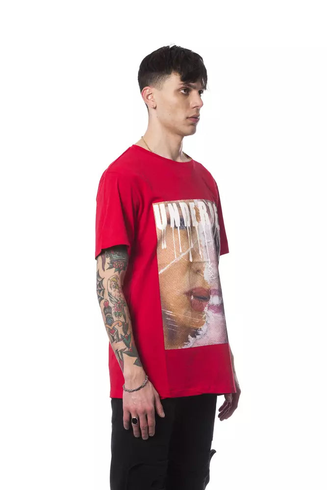 Nicolo Tonetto Rotes Herren-T-Shirt aus Baumwolle