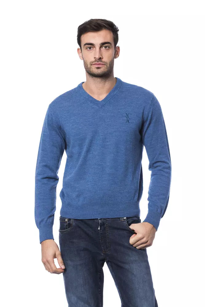 Billionaire Italian Couture Round Neck Jumper in Embroidered Merino Wool