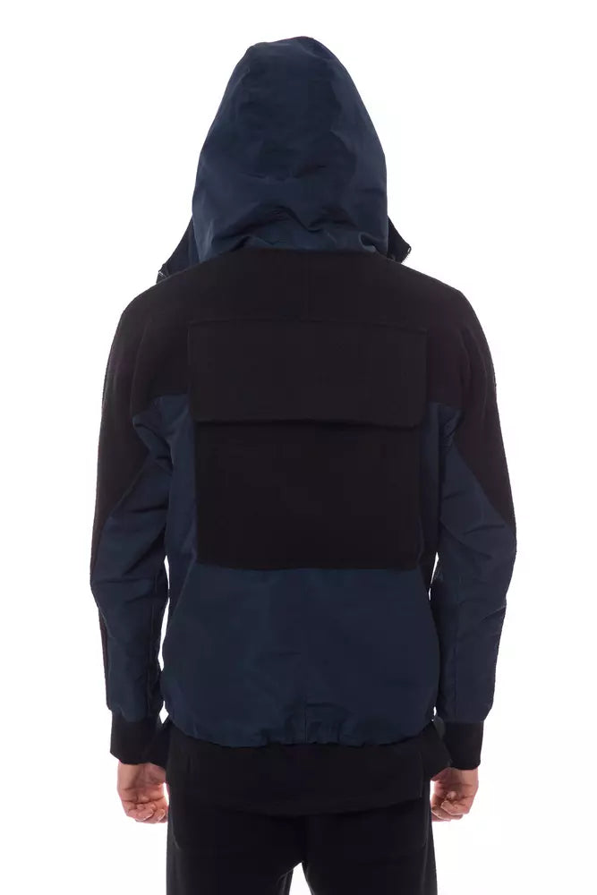 Nicolo Tonetto Men's Black Hooded Wool Jacket with Pockets