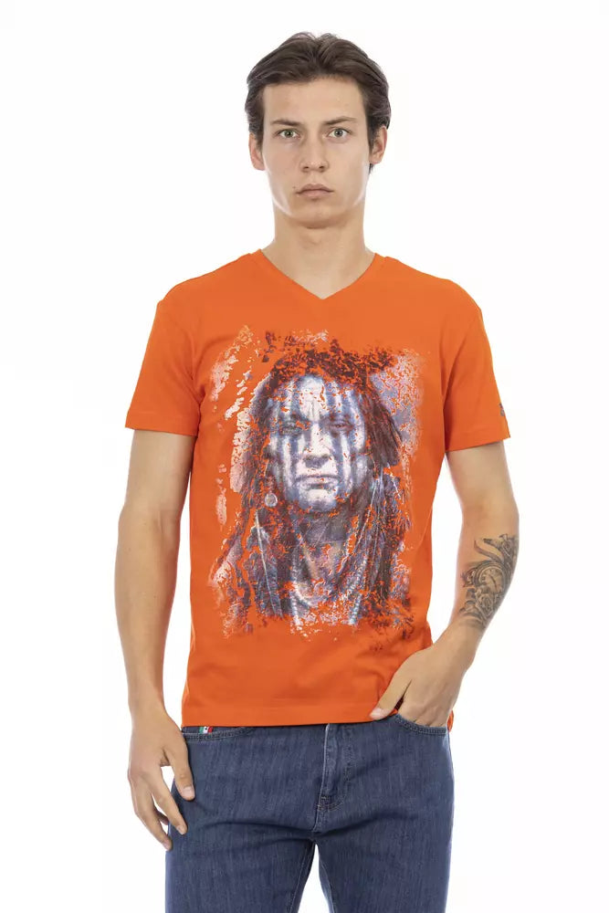 Trussardi Action Orangefarbenes Herren-T-Shirt aus Baumwolle