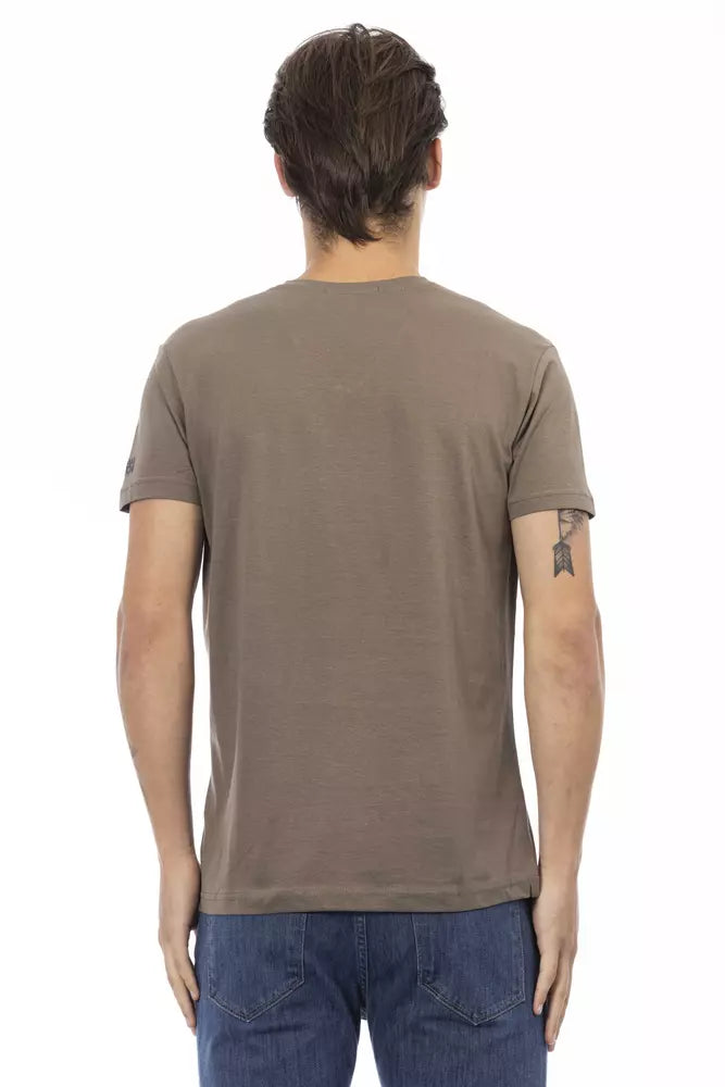 Men's Trussardi Action Brown V-Neck Cotton T-Shirt