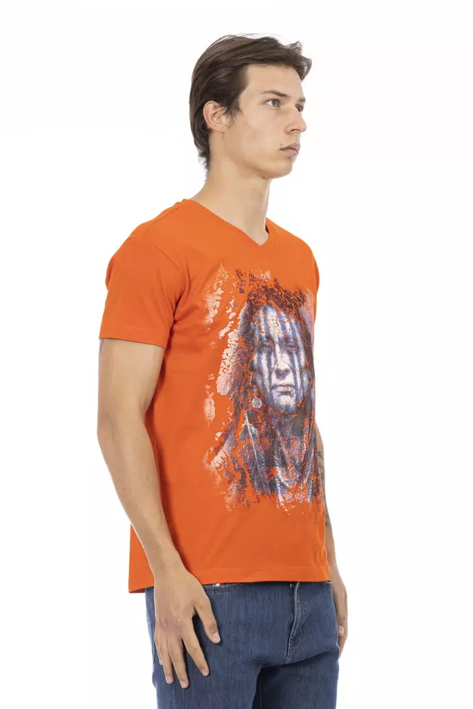 Trussardi Action Orangefarbenes Herren-T-Shirt aus Baumwolle