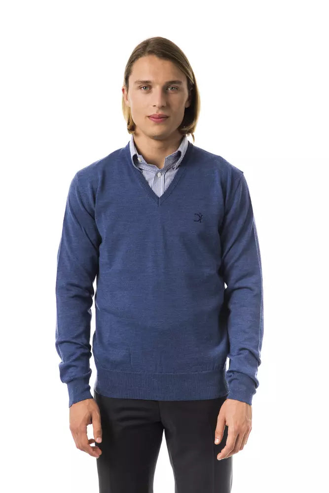 Uominitaliani Blauer Men's Merino Wool Sweater