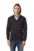 Uominitaliani Grey Men's Merino Wool Sweater