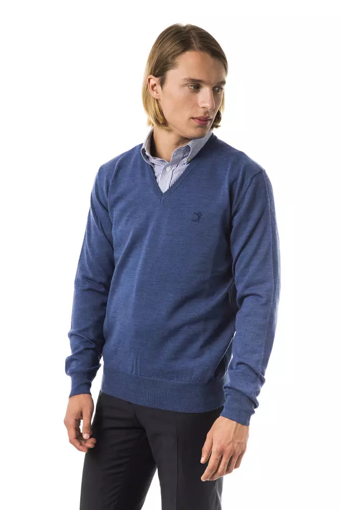 Uominitaliani Blauer Men's Merino Wool Sweater